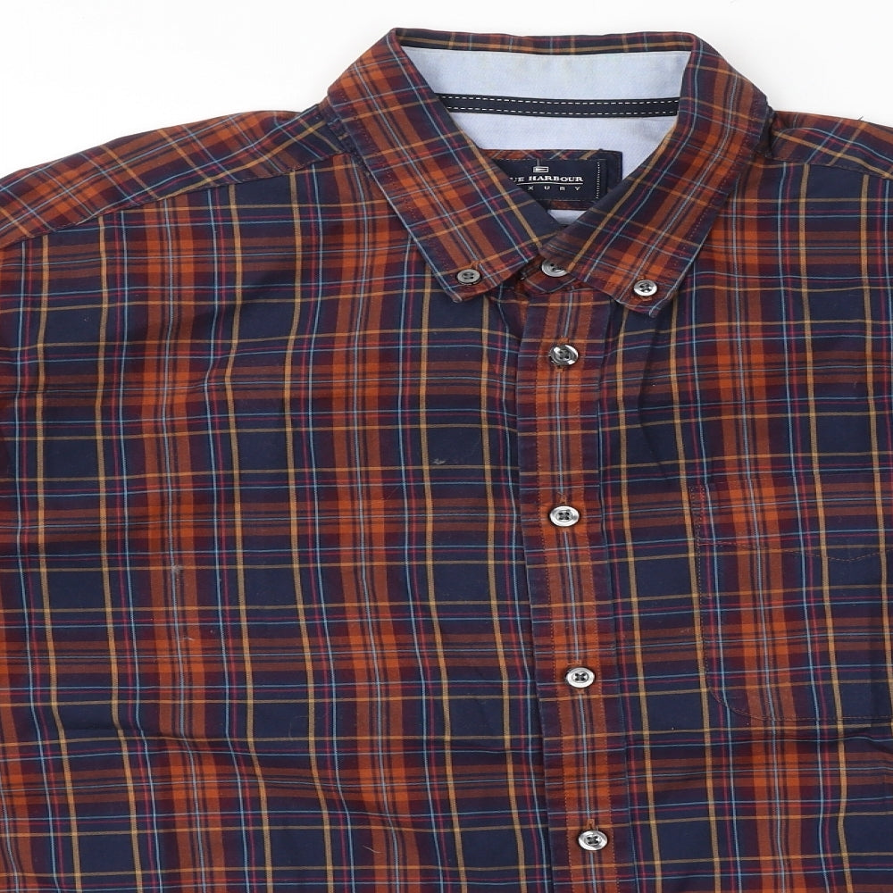 Marks and Spencer Mens Multicoloured Plaid Cotton  Button-Up Size XL Collared Button