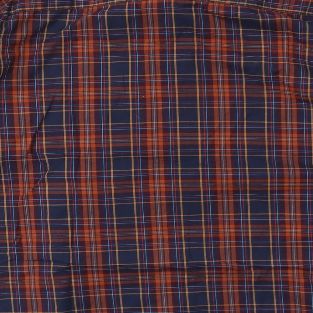 Marks and Spencer Mens Multicoloured Plaid Cotton  Button-Up Size XL Collared Button