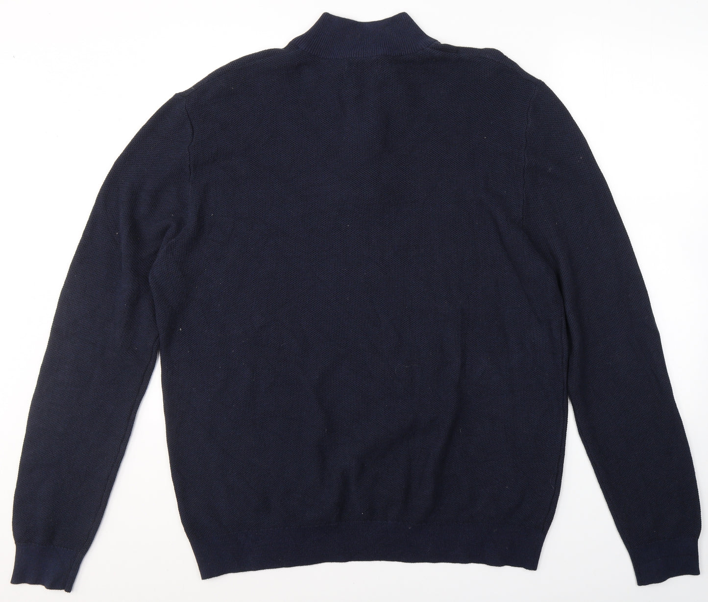TU Mens Blue High Neck  Cotton Pullover Jumper Size 2XL