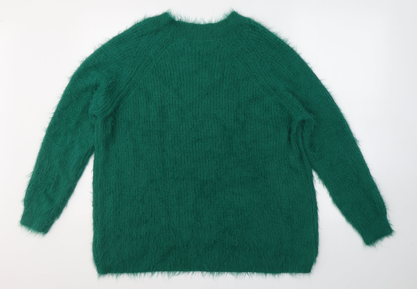 Primark Womens Green Round Neck  Acrylic Pullover Jumper Size XL