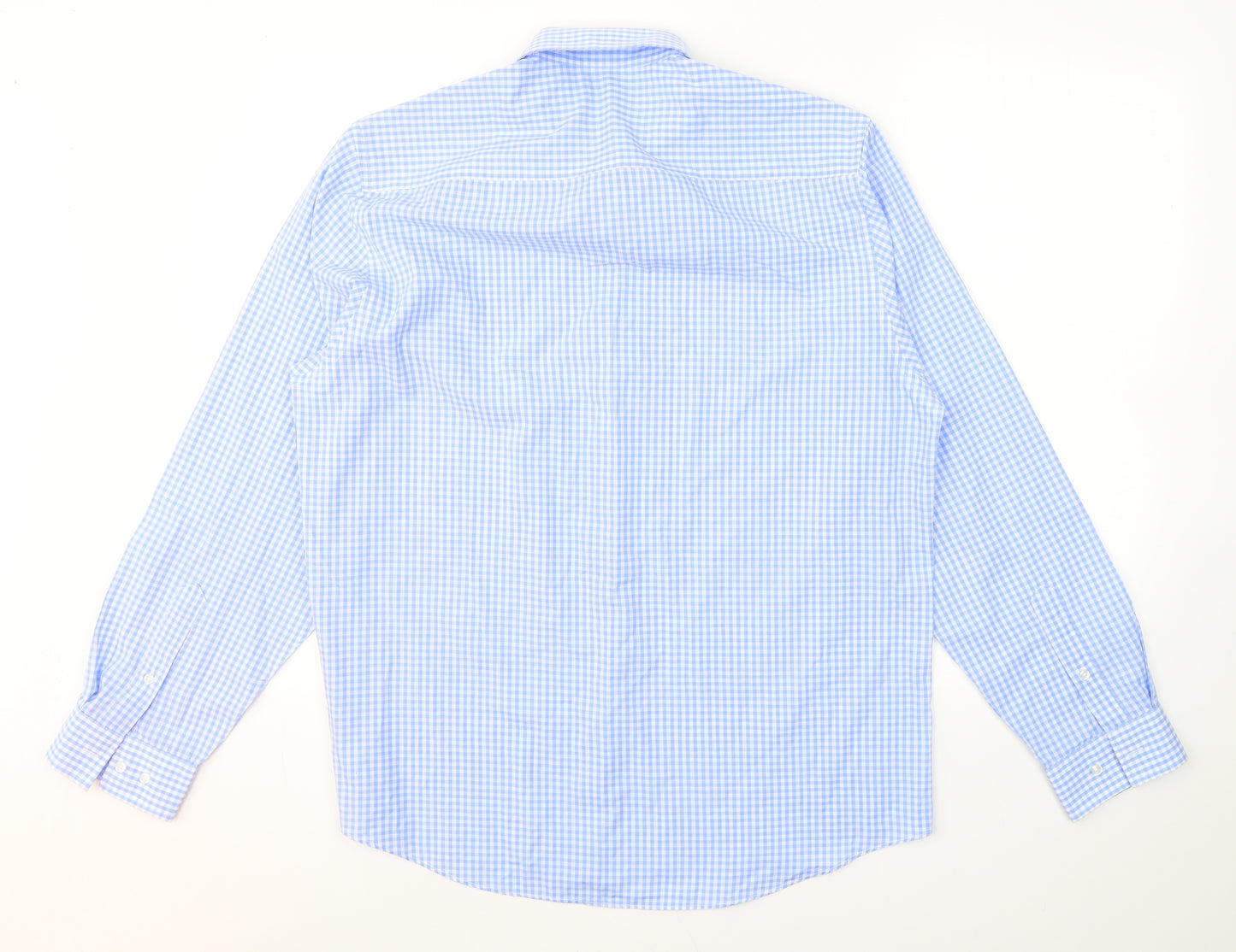 Primark Mens Blue Check Polyester  Button-Up Size 16.5 Collared