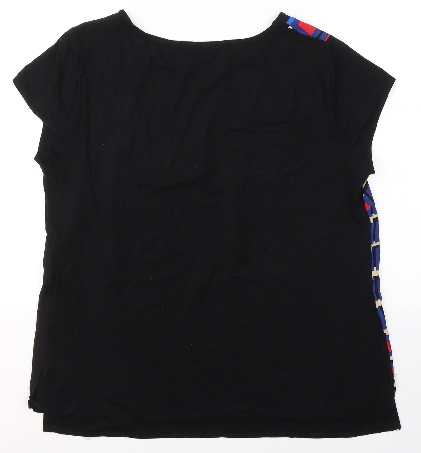 Debenhams Womens Black Geometric Polyester Camisole Blouse Size 16 Round Neck