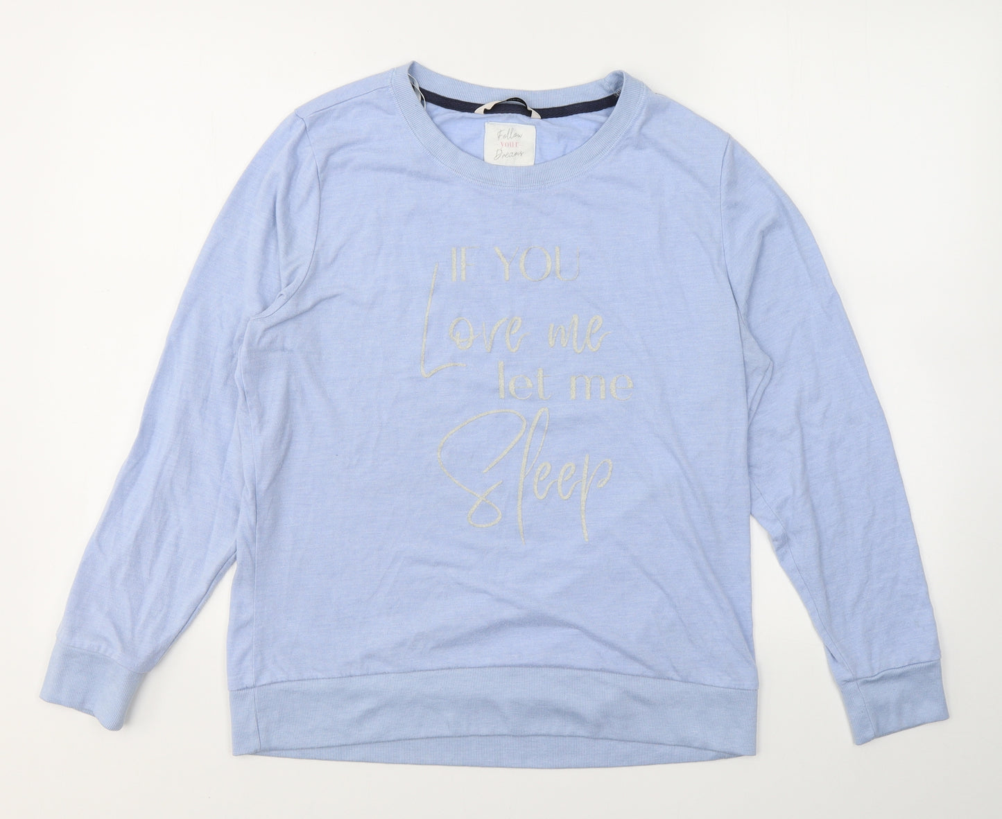 TU Womens Blue Solid Polyester Top Pyjama Top Size 14   - If you love me let me sleep