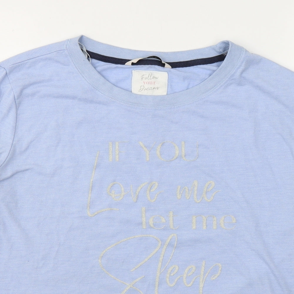 TU Womens Blue Solid Polyester Top Pyjama Top Size 14   - If you love me let me sleep