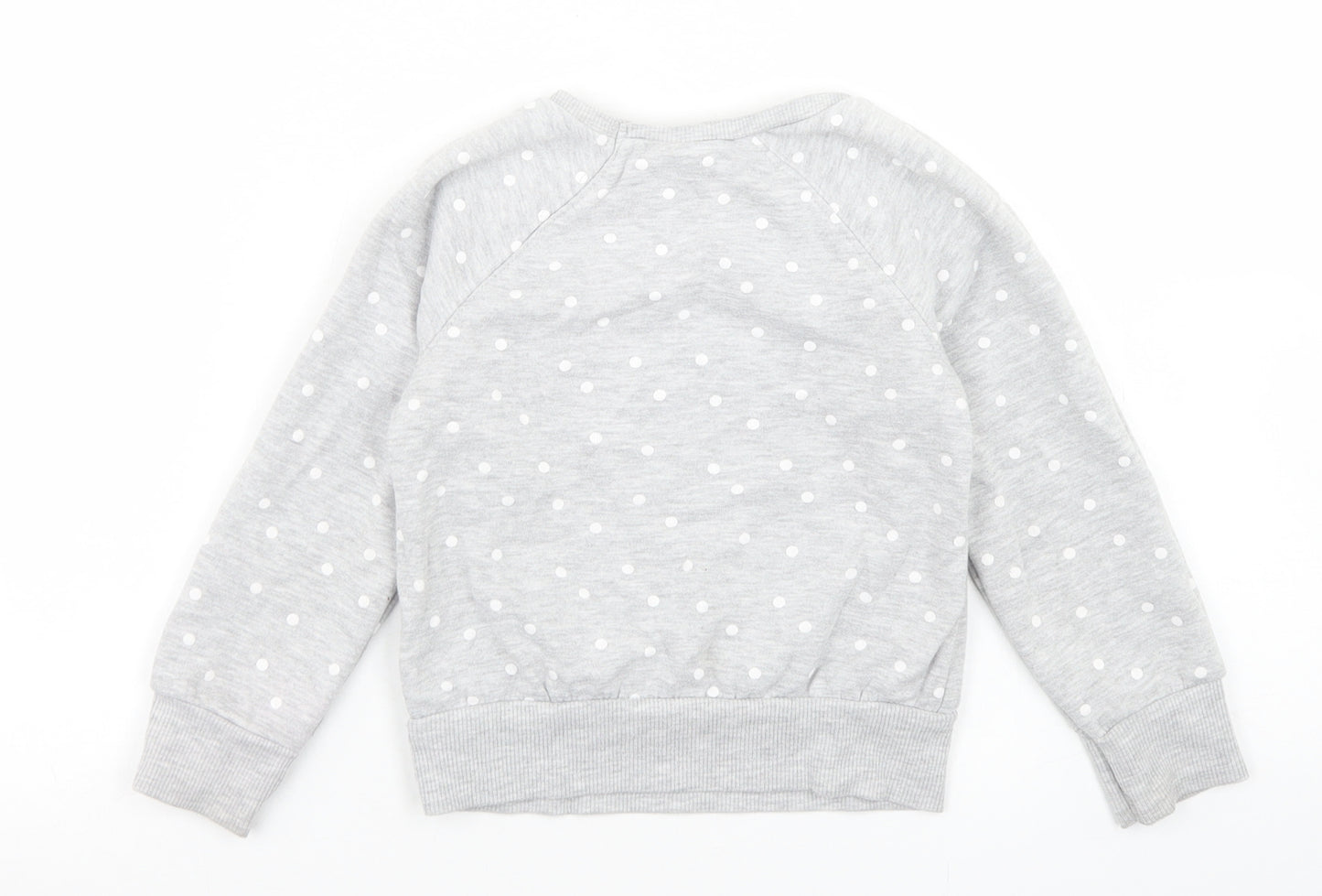 NEXT Girls Grey Polka Dot Cotton Pullover Sweatshirt Size 4 Years   - Hello Kitty