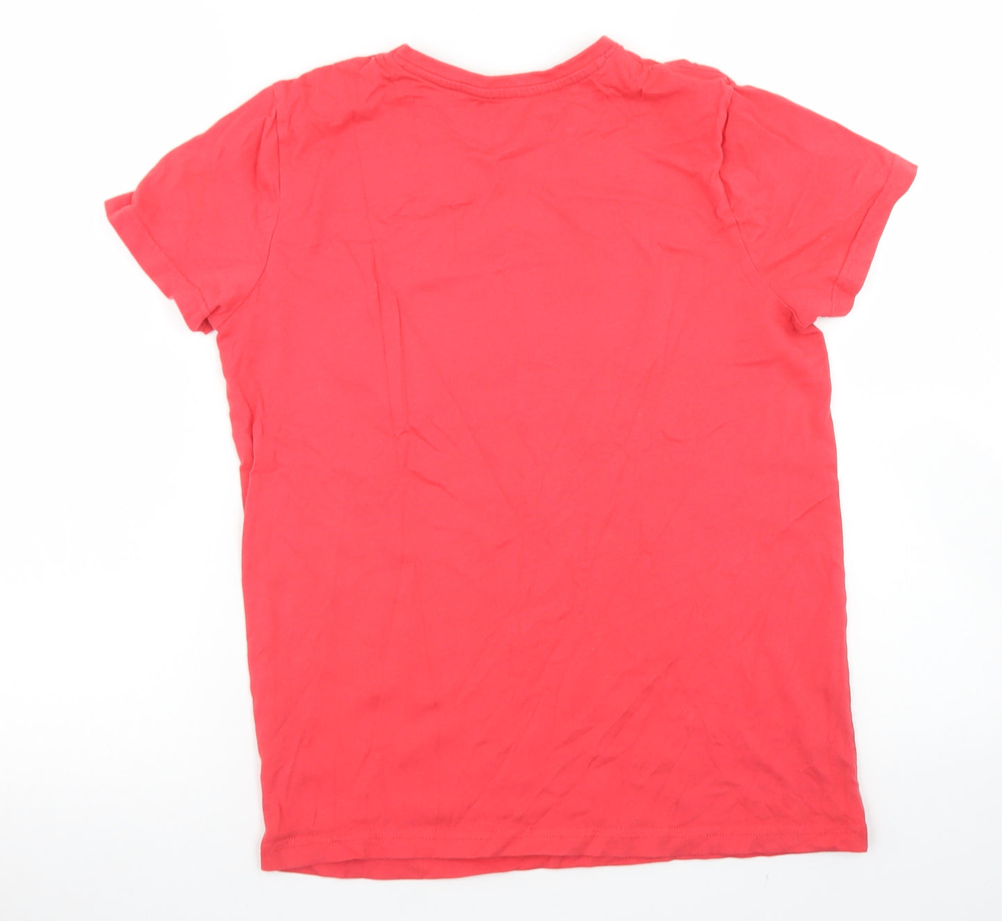 Jeff & Co Boys Red  Cotton Basic T-Shirt Size 11-12 Years Crew Neck  - Gaming