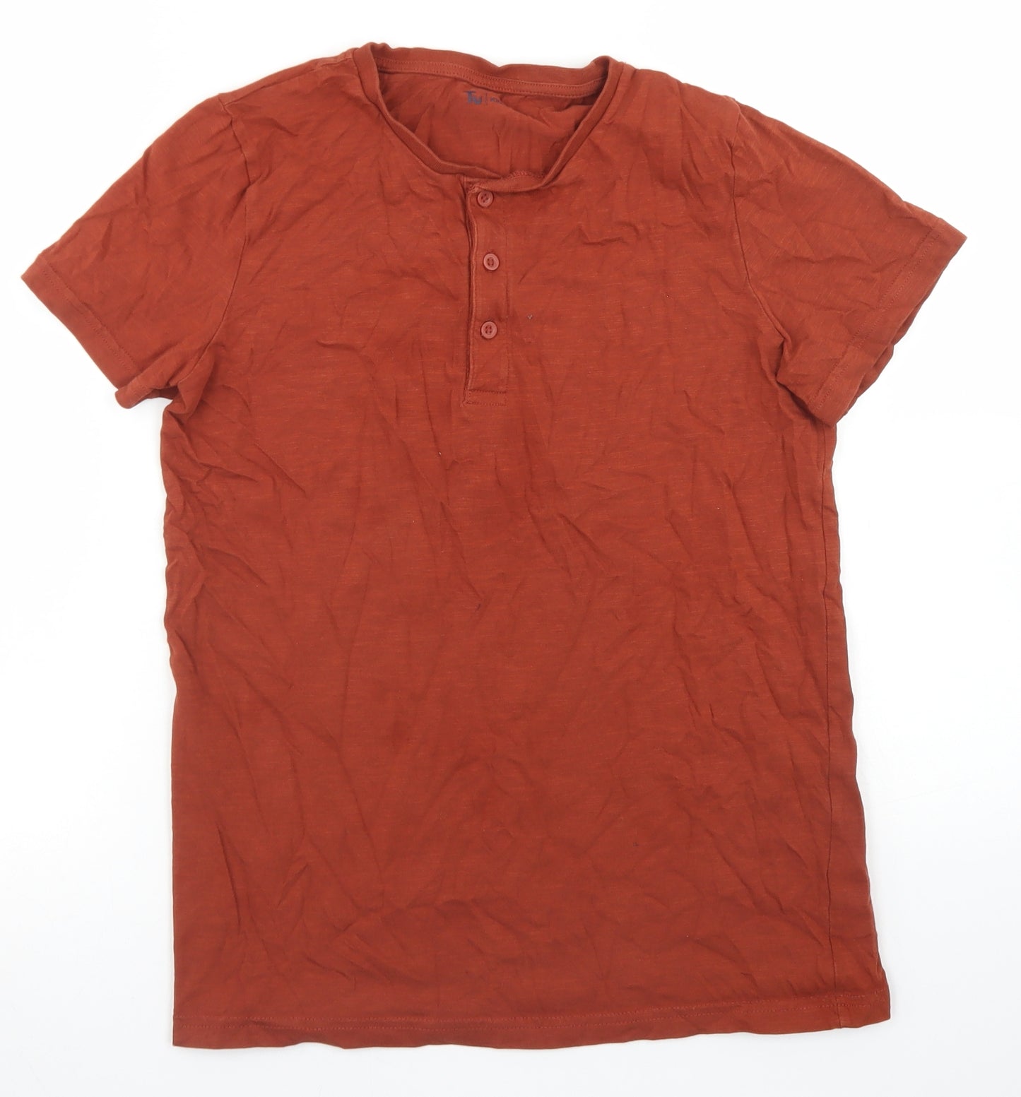 TU Boys Brown  Cotton Basic T-Shirt Size 13 Years Henley