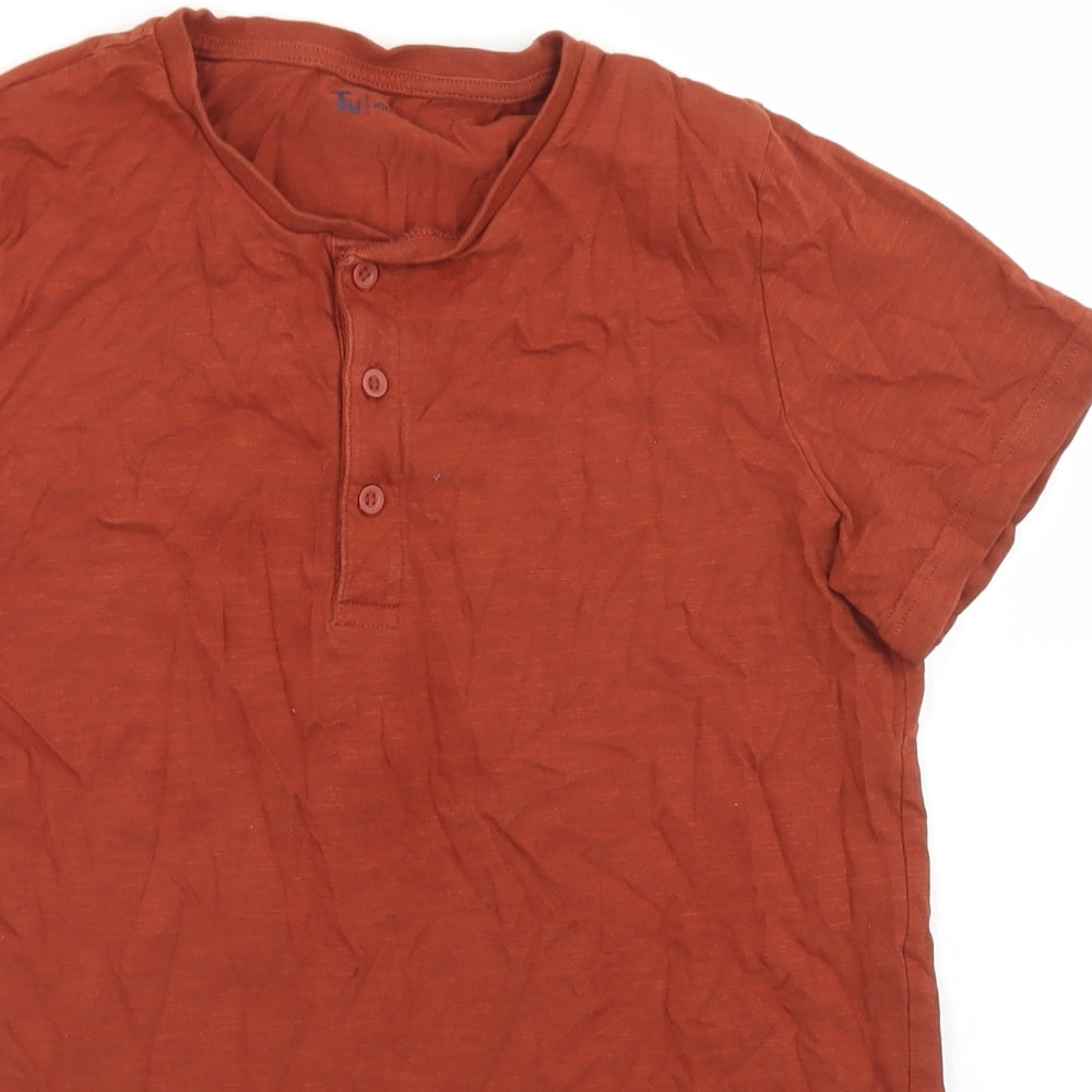 TU Boys Brown  Cotton Basic T-Shirt Size 13 Years Henley