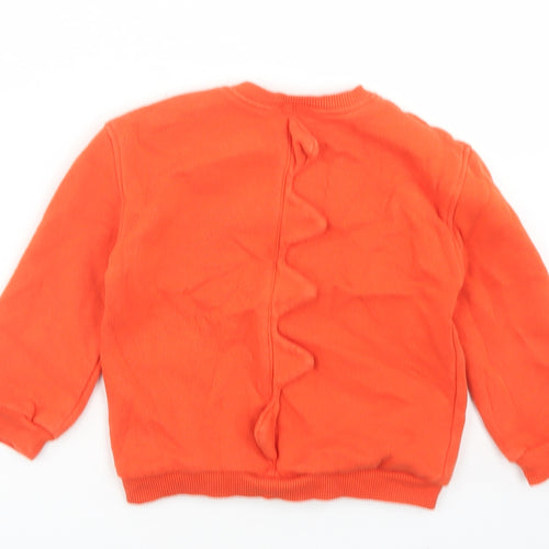 Leigh Tucker Boys Orange  Cotton Pullover Jumper Size 18-24 Months  Button - Dinosaur