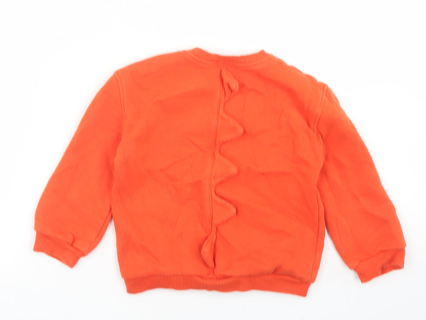 Leigh Tucker Boys Orange  Cotton Pullover Jumper Size 18-24 Months  Button - Dinosaur