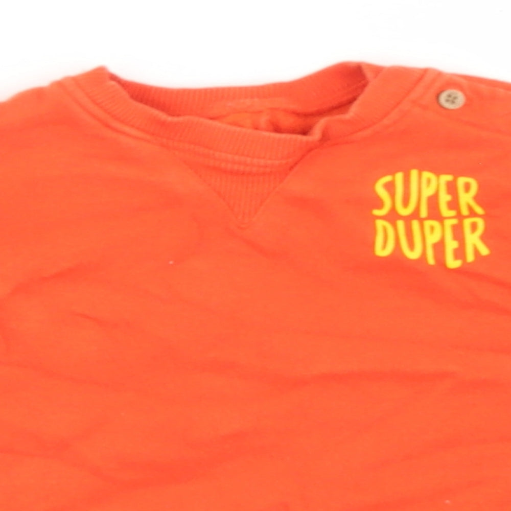Leigh Tucker Boys Orange  Cotton Pullover Jumper Size 18-24 Months  Button - Dinosaur