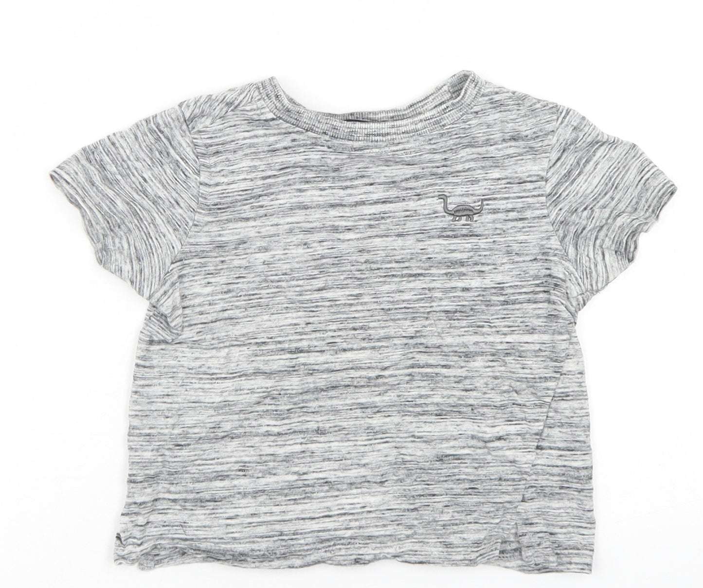 George Boys Grey  Cotton Basic T-Shirt Size 18-24 Months Crew Neck  - Dinosaur