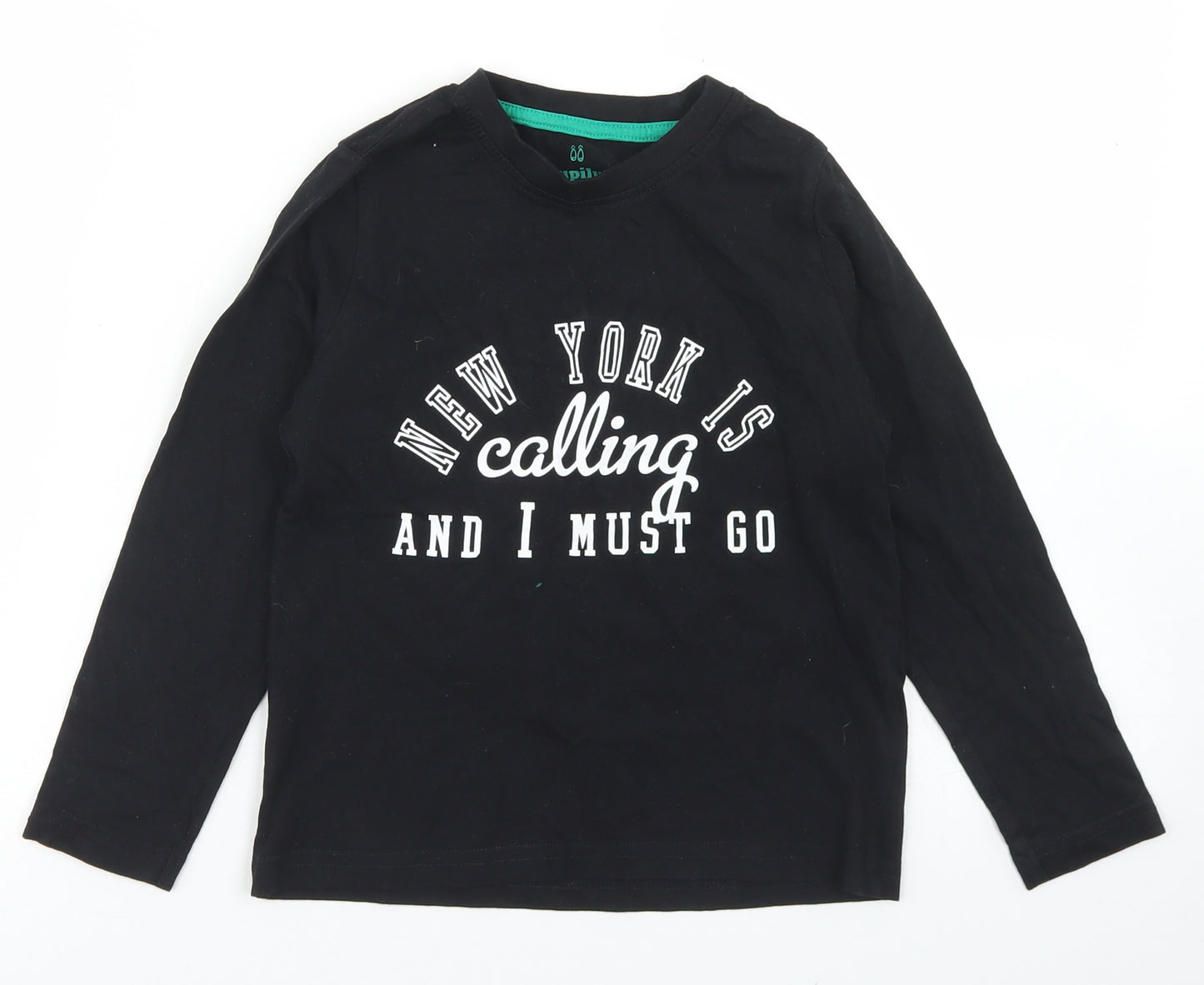 Lupilu Boys Black  Cotton Basic T-Shirt Size 4-5 Years Crew Neck  - New York