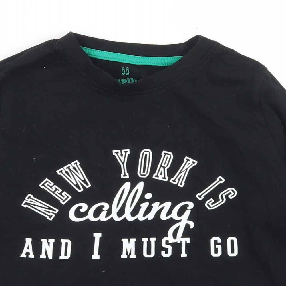 Lupilu Boys Black  Cotton Basic T-Shirt Size 4-5 Years Crew Neck  - New York