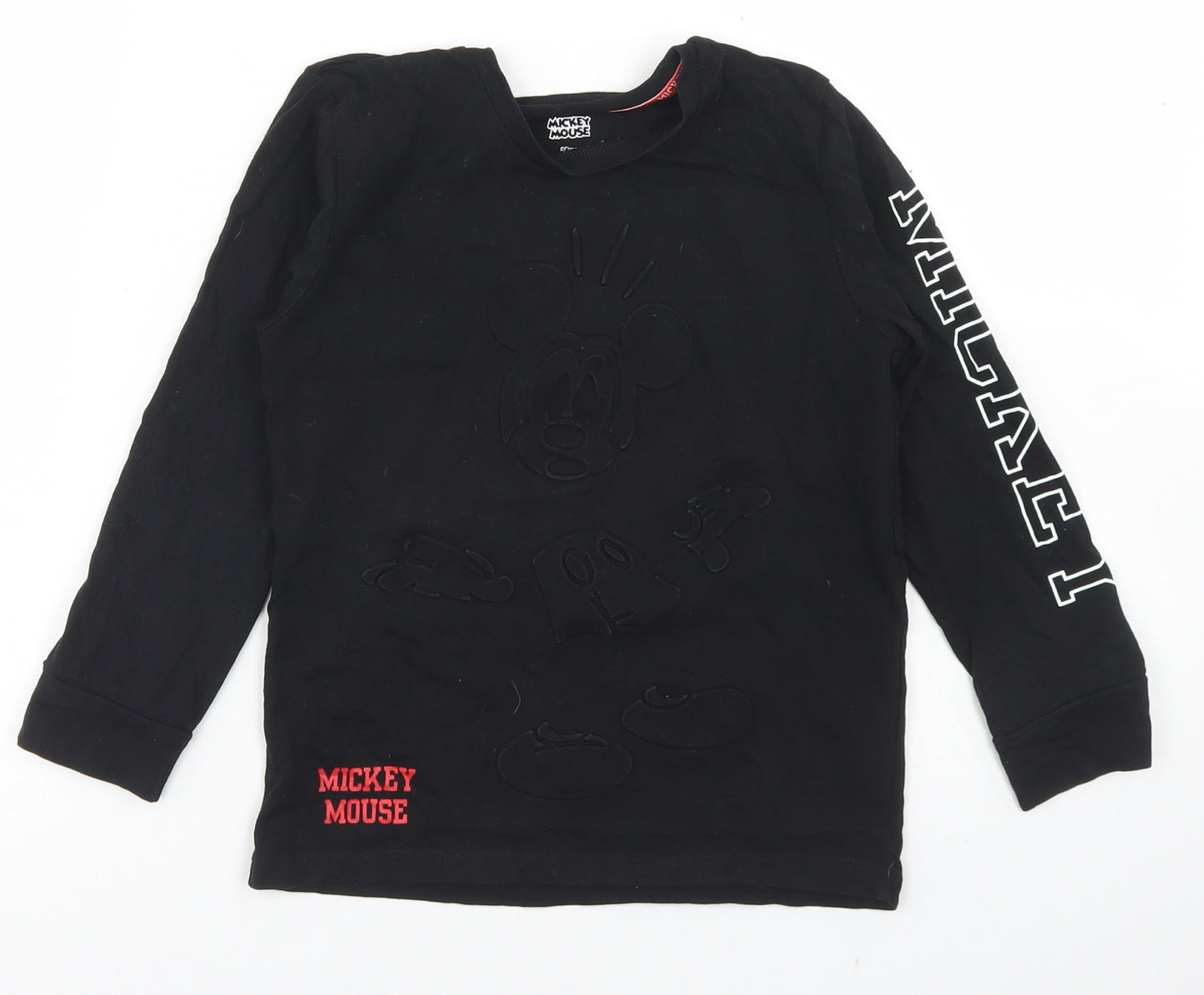 Primark Boys Black  Cotton Basic T-Shirt Size 5 Years Crew Neck  - Mickey Mouse