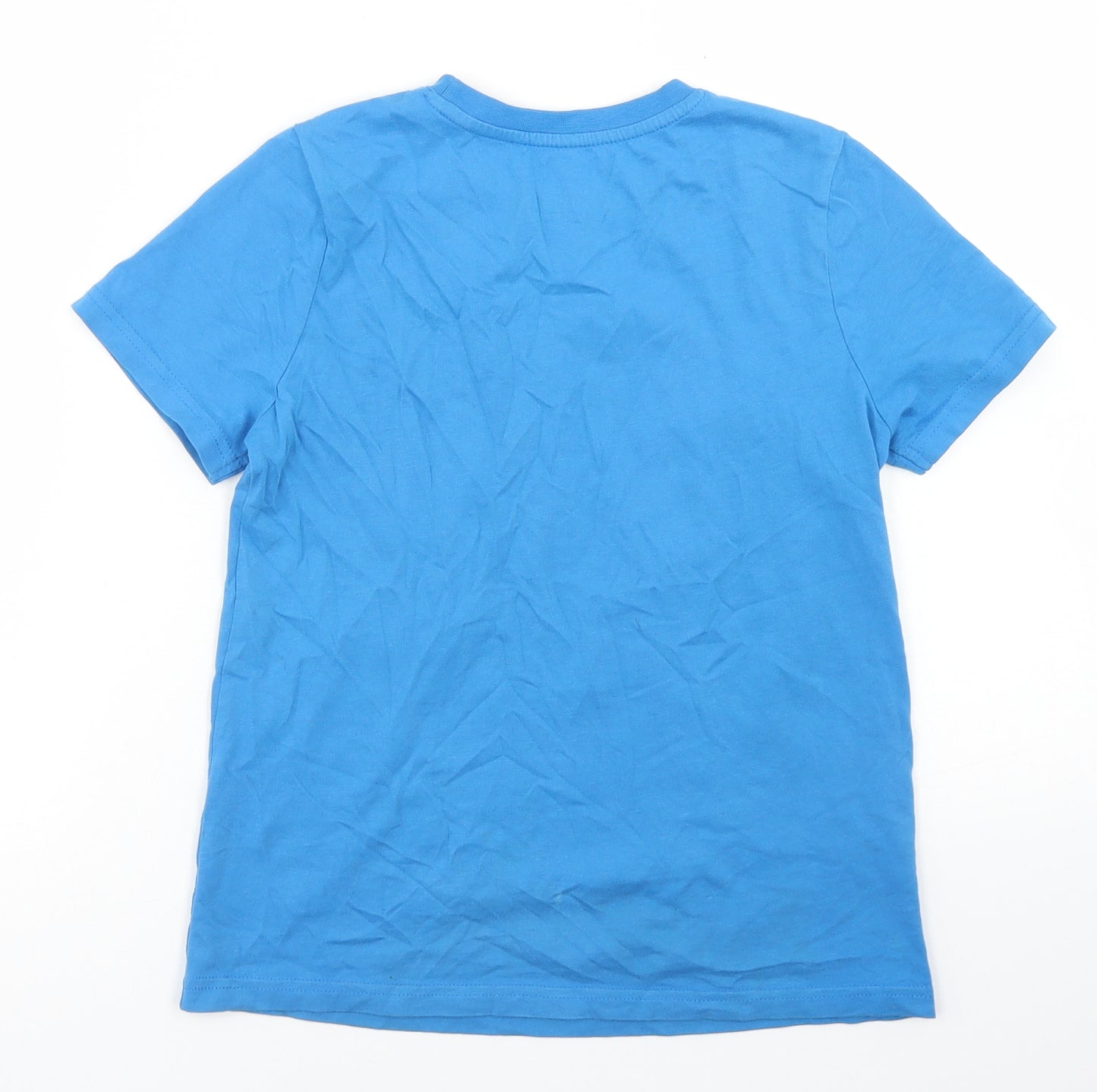 F&F Boys Blue  Cotton Basic T-Shirt Size 7-8 Years Crew Neck  - Rainbow