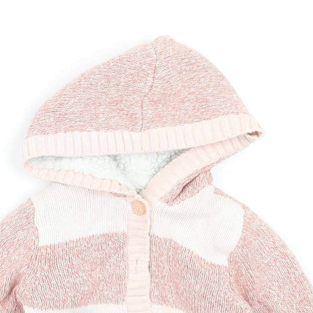Nutmeg Girls Pink  Cotton Cardigan Jumper Size 18-24 Months  Button - Fleece Lined