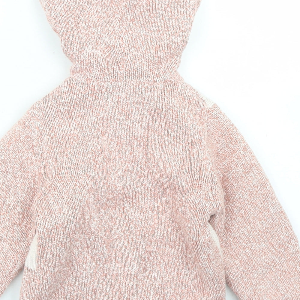 Nutmeg Girls Pink  Cotton Cardigan Jumper Size 18-24 Months  Button - Fleece Lined