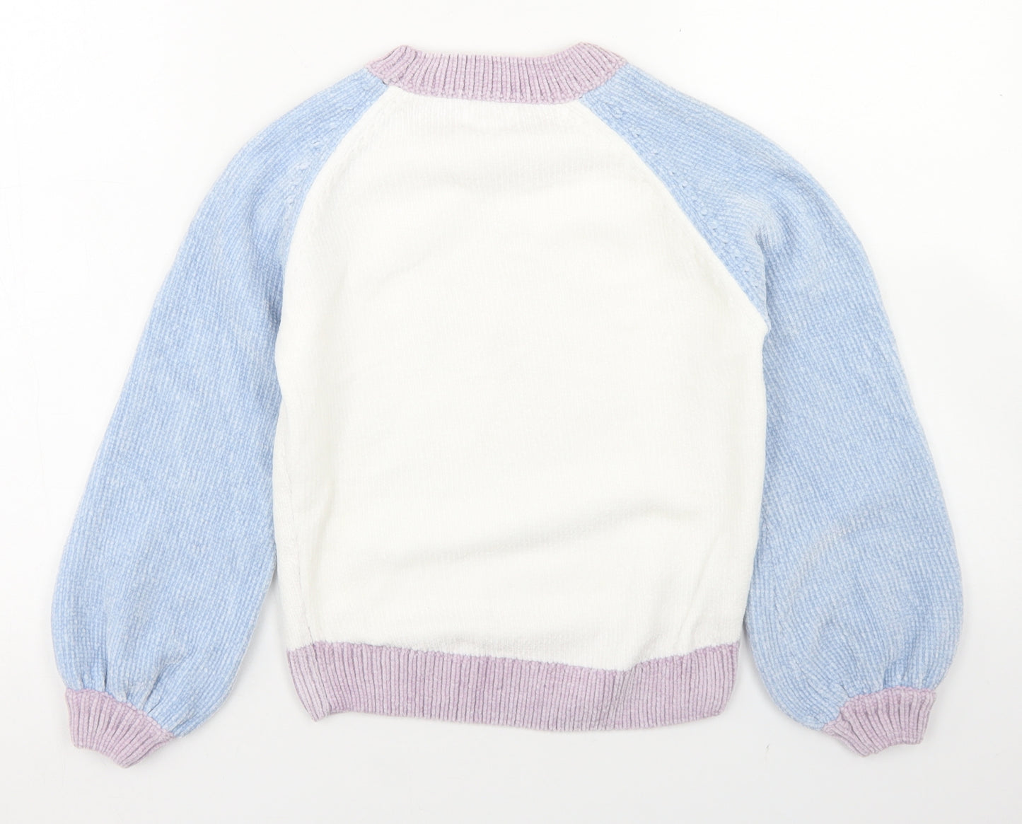 Frozen 2 Girls Multicoloured Crew Neck Colourblock Polyester Pullover Jumper Size 7-8 Years   - Elsa