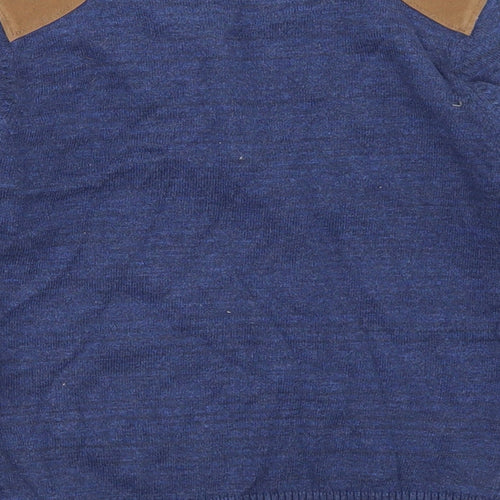 F&F Boys Blue Henley  Cotton Pullover Jumper Size 5-6 Years