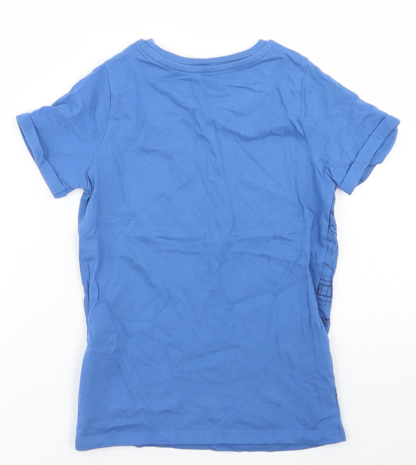 Marks and Spencer Boys Blue  Cotton Basic T-Shirt Size 6-7 Years Crew Neck  - Millennium Falcon