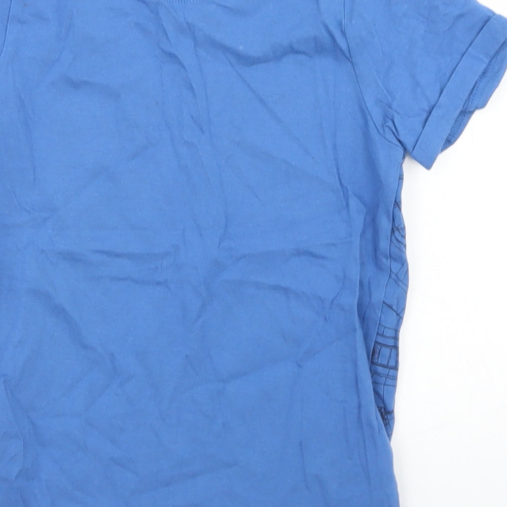 Marks and Spencer Boys Blue  Cotton Basic T-Shirt Size 6-7 Years Crew Neck  - Millennium Falcon