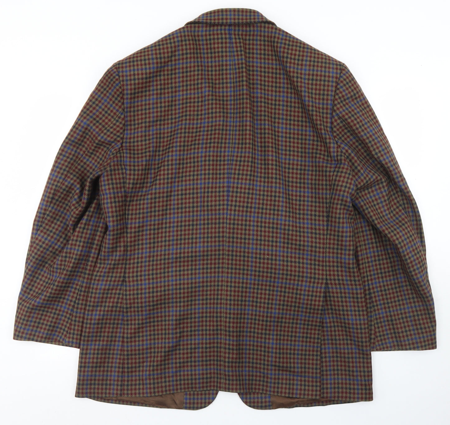 Brook Taverner Mens Brown Houndstooth Wool Jacket Blazer Size 42