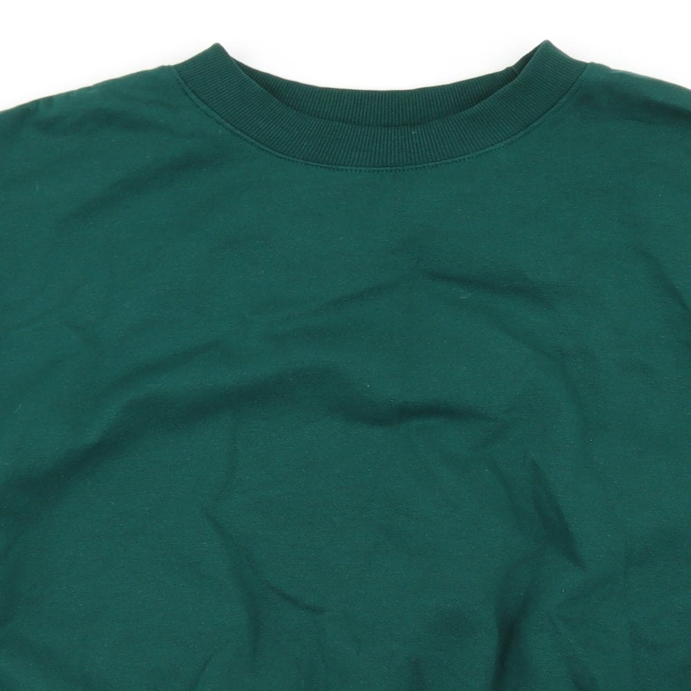 Divided Womens Green  Cotton Pullover Sweatshirt Size L   - Cropped