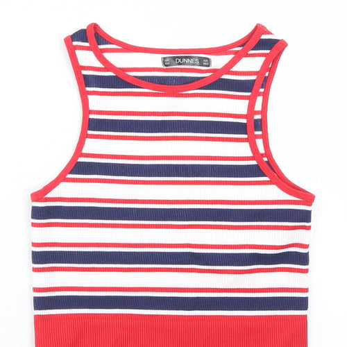 Dunnes Stores Womens Multicoloured Striped Nylon Cropped Tank Size XS Round Neck