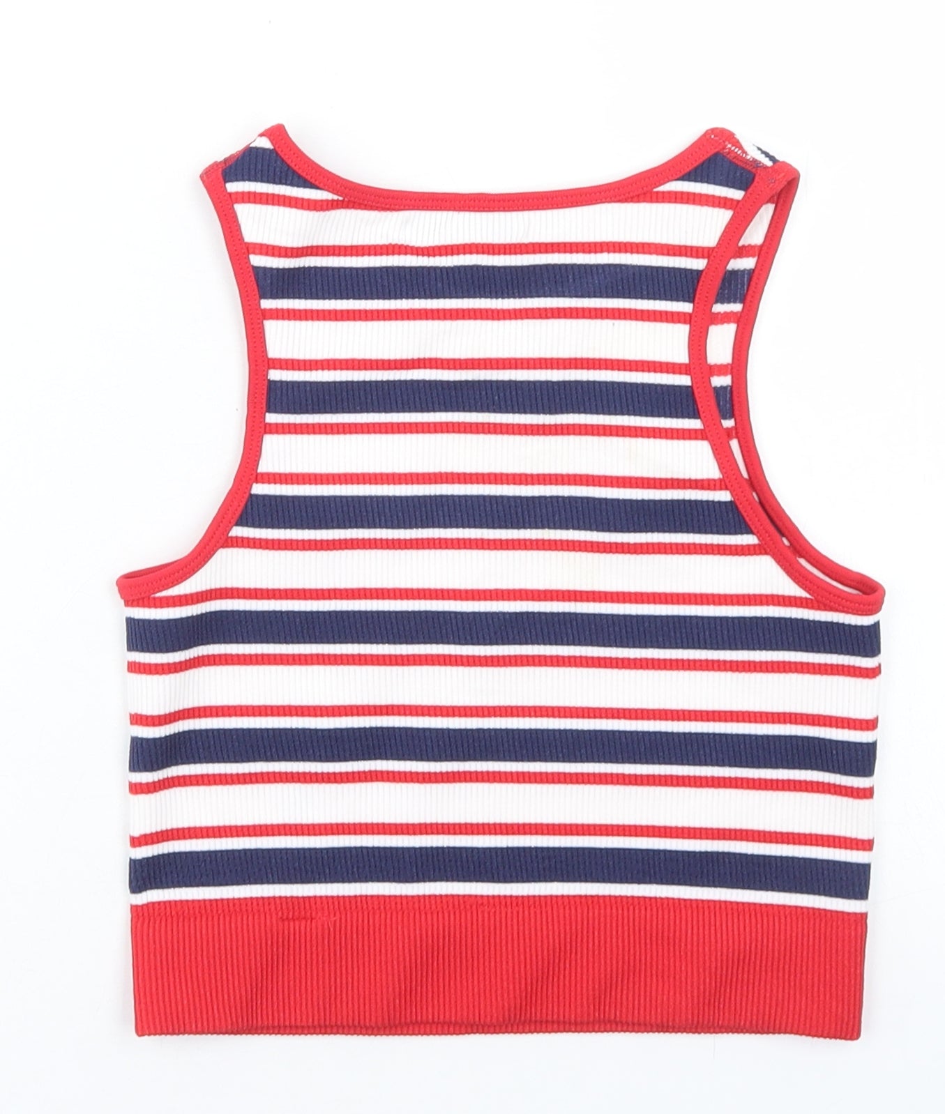 Dunnes Stores Womens Multicoloured Striped Nylon Cropped Tank Size XS Round Neck