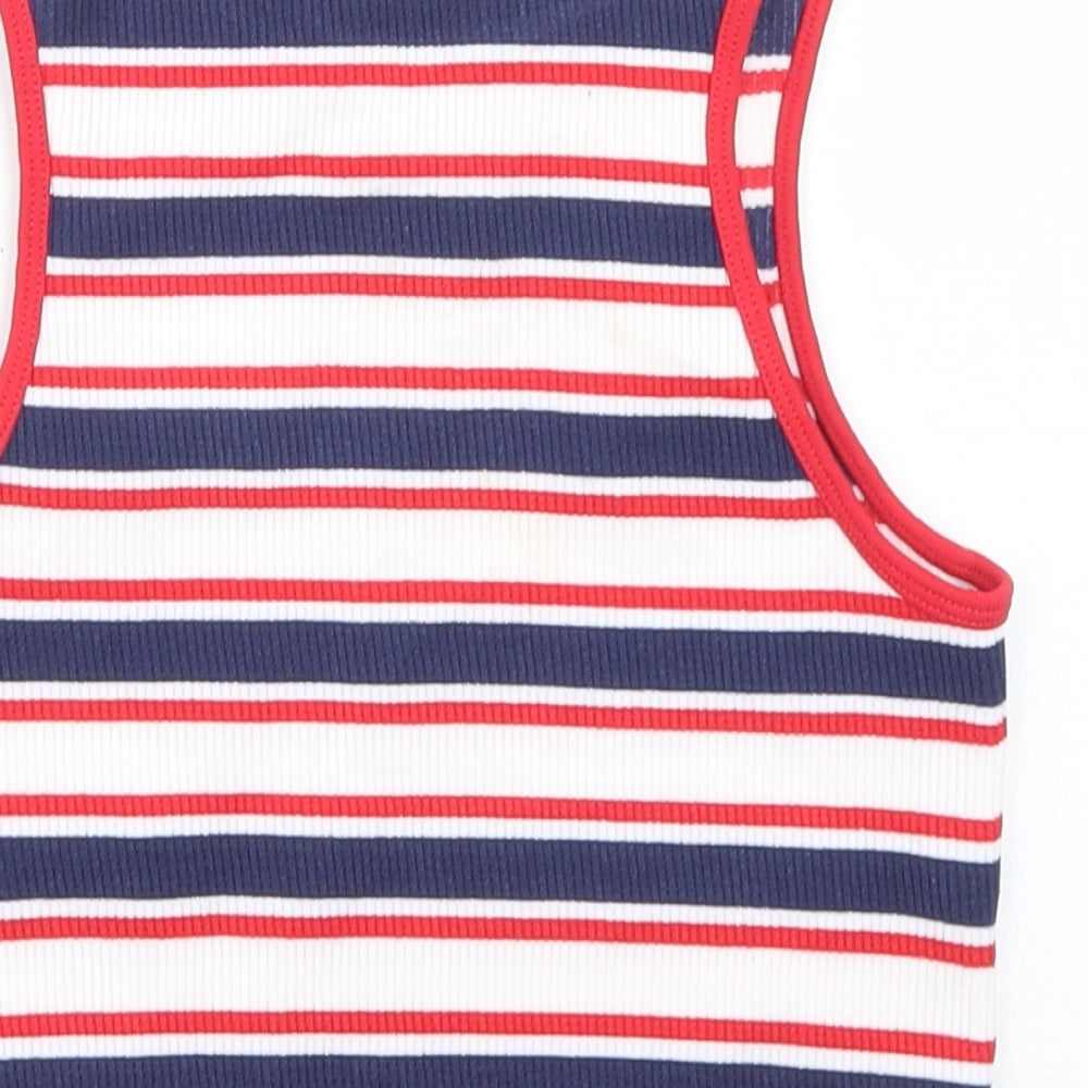 Dunnes Stores Womens Multicoloured Striped Nylon Cropped Tank Size XS Round Neck