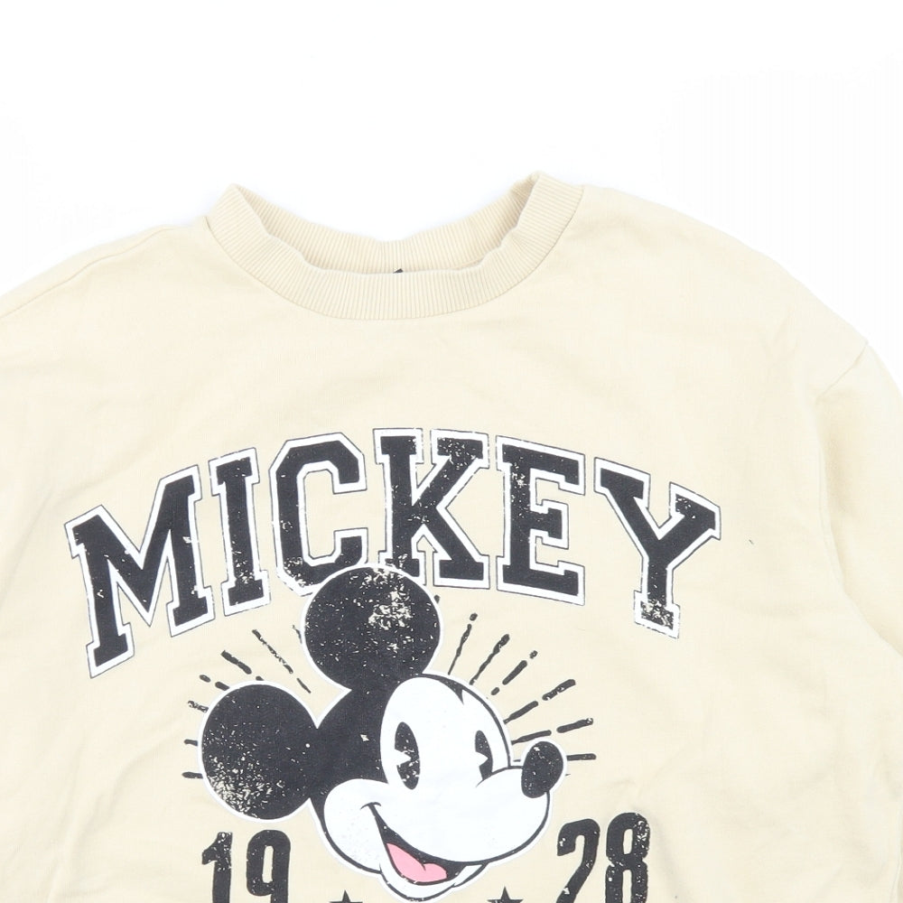 George Womens Beige  Cotton Pullover Sweatshirt Size S   - Mickey Mouse