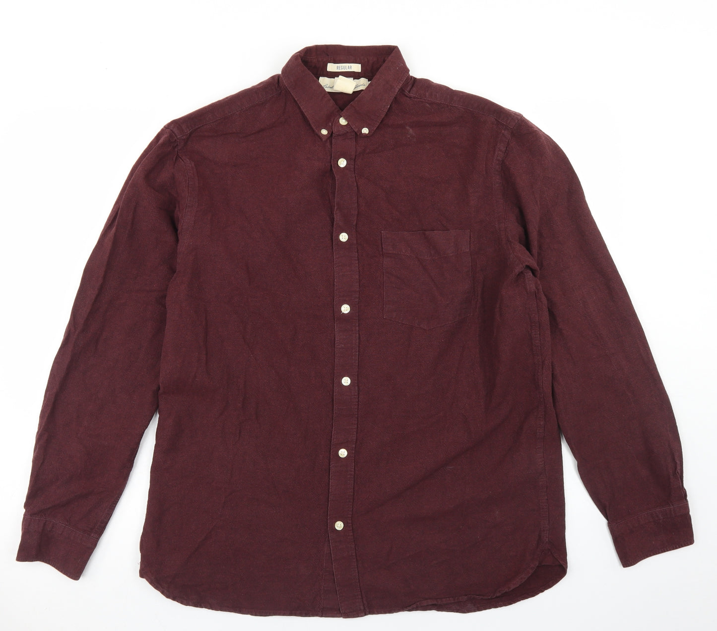 H&M Mens Purple  Cotton  Button-Up Size L Collared Button