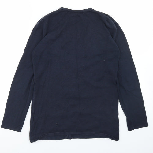 Henbury Womens Blue V-Neck  Cotton Cardigan Jumper Size S