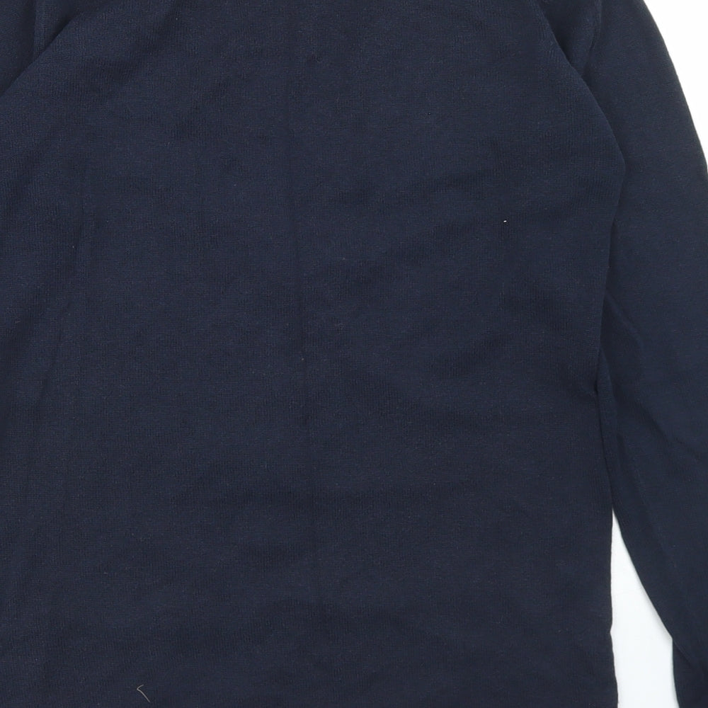 Henbury Womens Blue V-Neck  Cotton Cardigan Jumper Size S