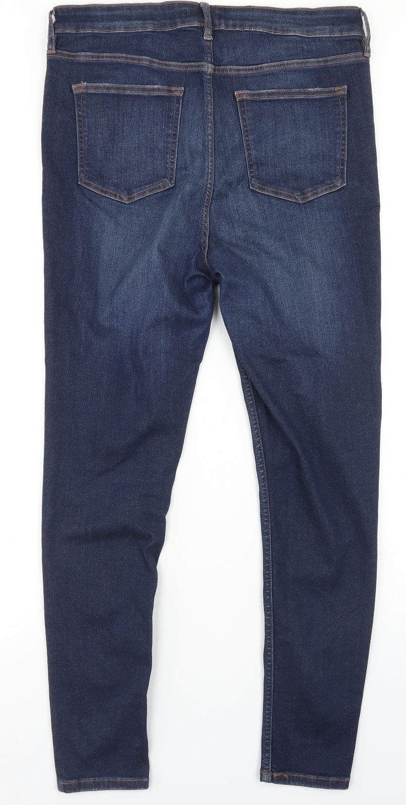 F&F Womens Blue  Cotton Skinny Jeans Size 14 L27 in Regular Button