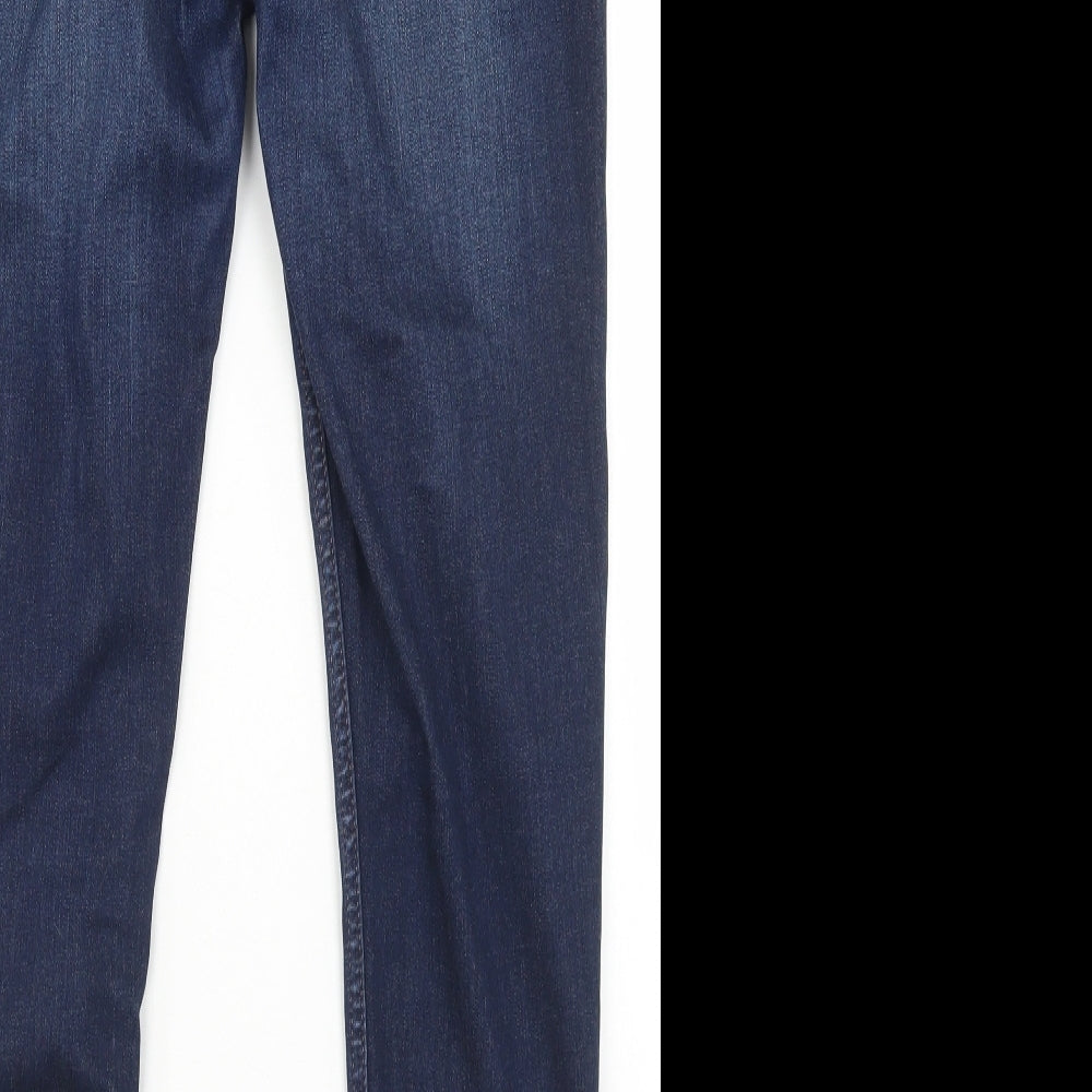 F&F Womens Blue  Cotton Skinny Jeans Size 14 L27 in Regular Button