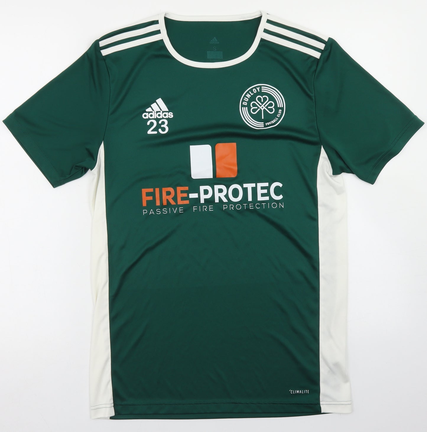 adidas Mens Green Colourblock Polyester  T-Shirt Size S Crew Neck  - Dunloy Football Club