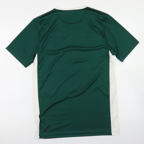 adidas Mens Green Colourblock Polyester  T-Shirt Size S Crew Neck  - Dunloy Football Club