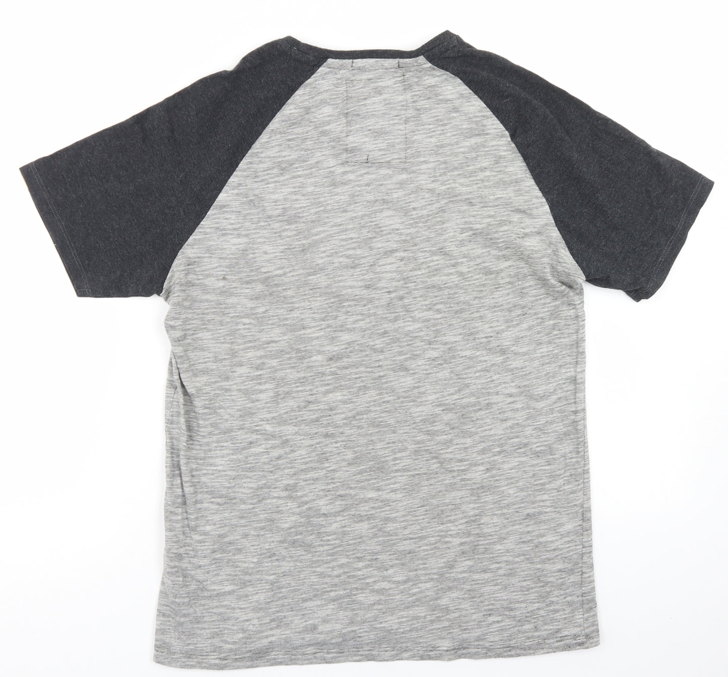 Tokyo Laundry Mens Grey Colourblock Cotton  T-Shirt Size S Crew Neck