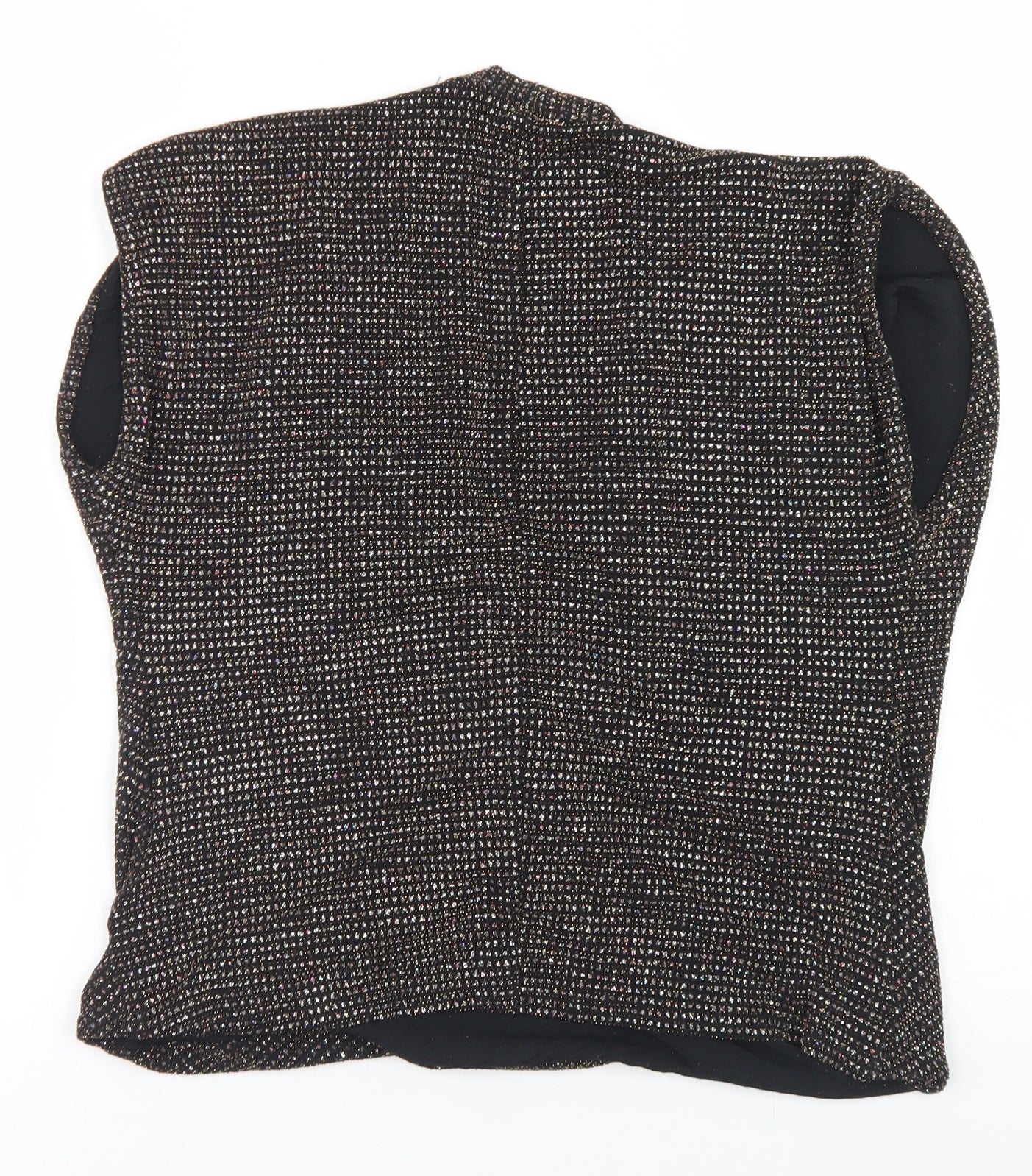 New Look Womens Black  Nylon Wrap Blouse Size 8 V-Neck