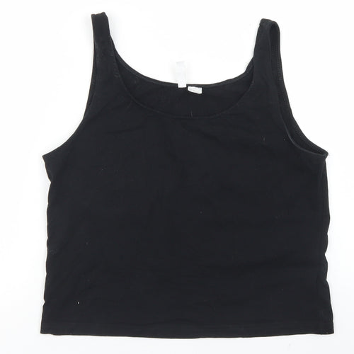Divided Womens Black  Cotton Cropped Tank Size XL Round Neck