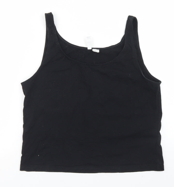 Divided Womens Black Cotton Cropped Tank Size XL Round Neck