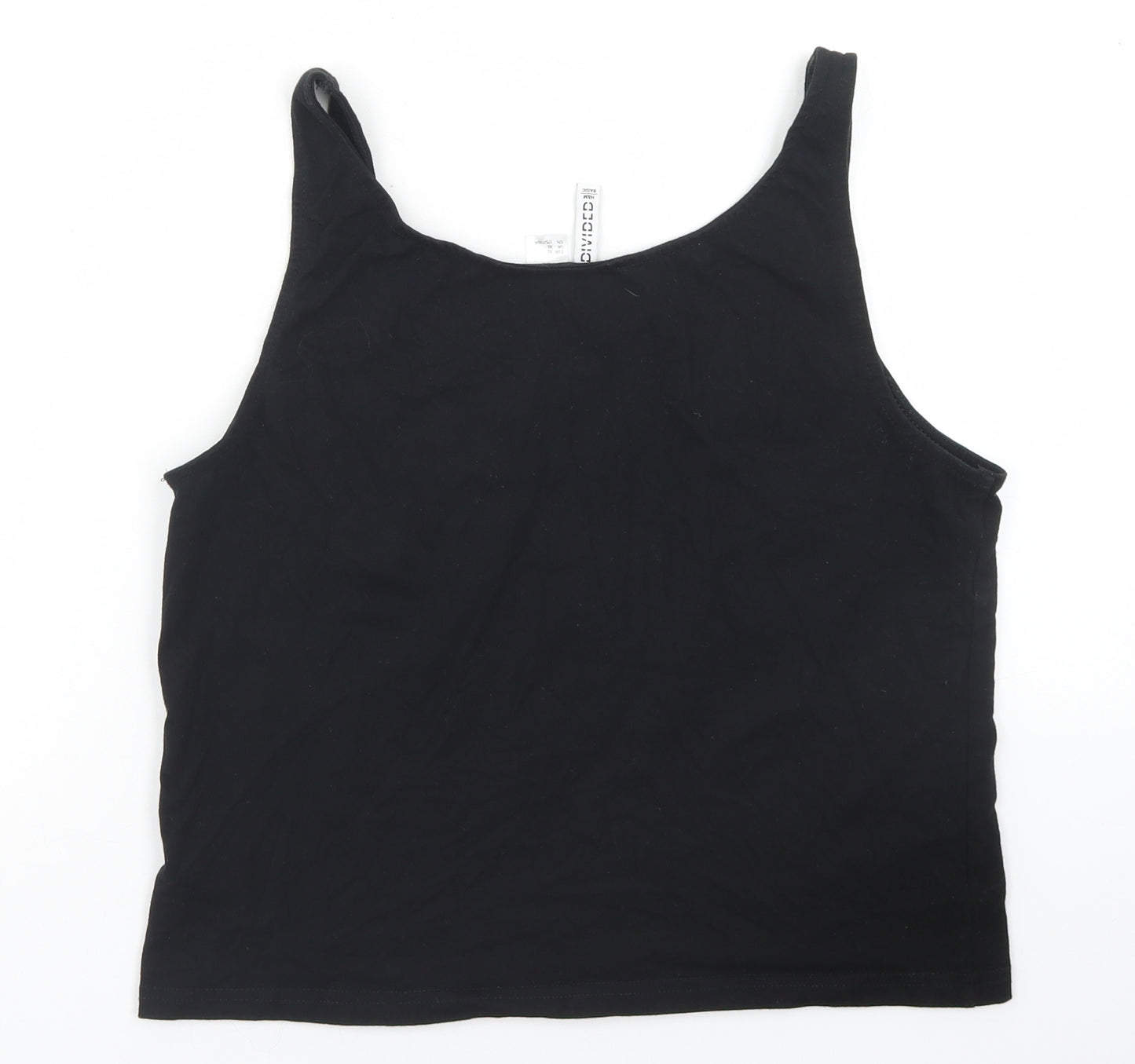 Divided Womens Black  Cotton Cropped Tank Size XL Round Neck