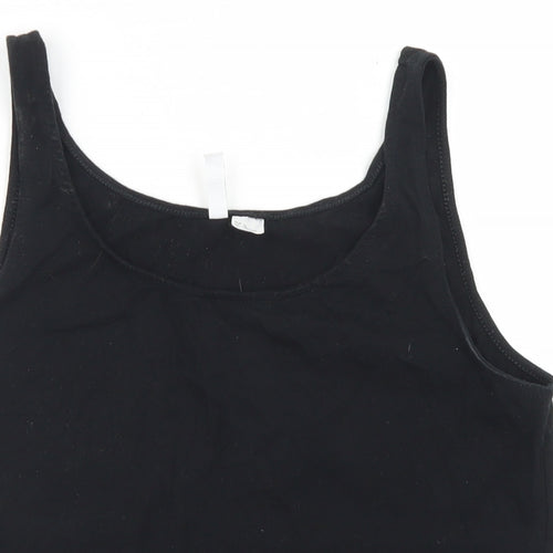 Divided Womens Black  Cotton Cropped Tank Size XL Round Neck