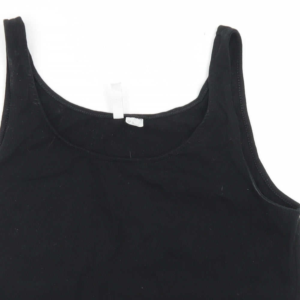 Divided Womens Black  Cotton Cropped Tank Size XL Round Neck