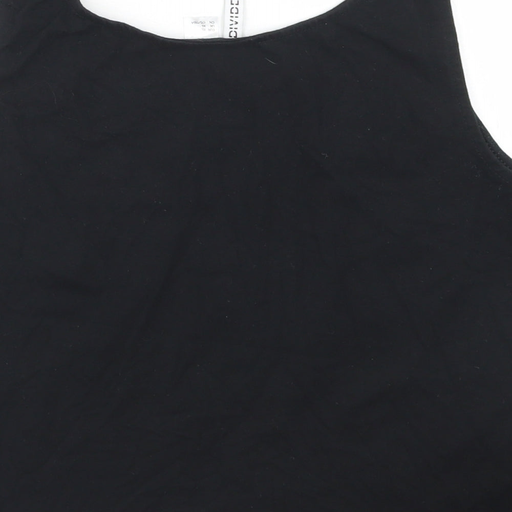 Divided Womens Black  Cotton Cropped Tank Size XL Round Neck