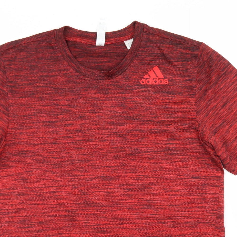 adidas Mens Red  Polyester  T-Shirt Size S Crew Neck