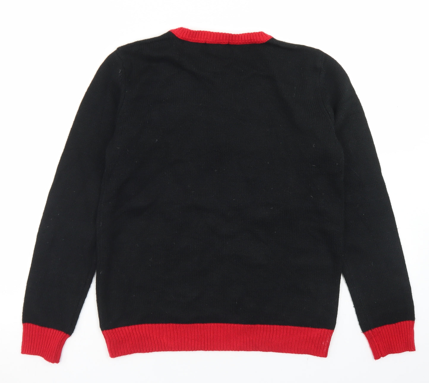 FOREVER 21 Womens Black Crew Neck  Acrylic Pullover Jumper Size S   - Christmas Elf