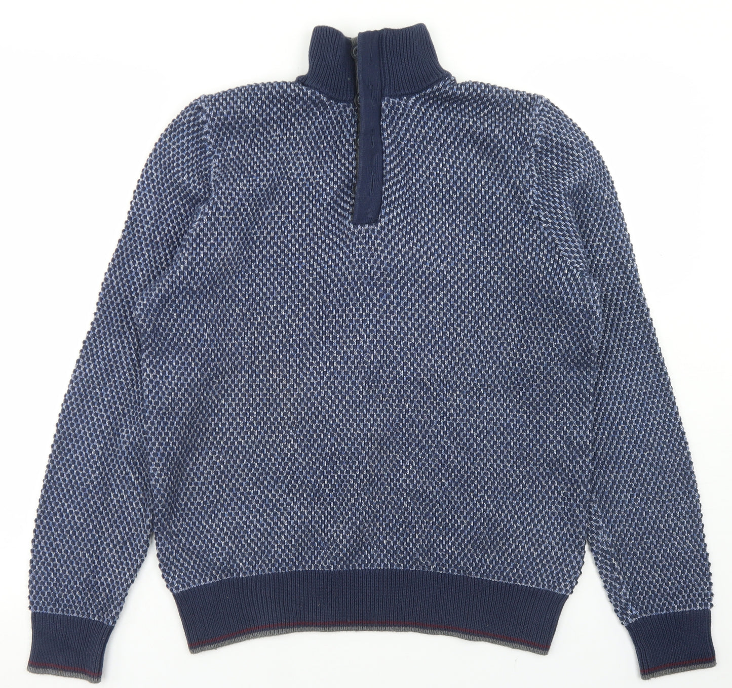 Blue Harbour Mens Blue High Neck  Cotton Pullover Jumper Size M